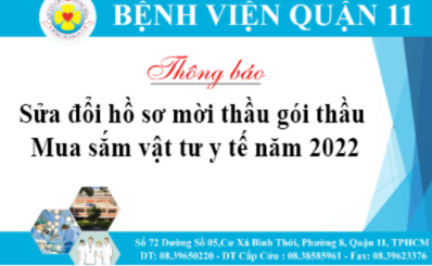 Thông báo sửa đổi hồ sơ mời thầu gói thầu Mua sắm vật tư y tế năm 2022